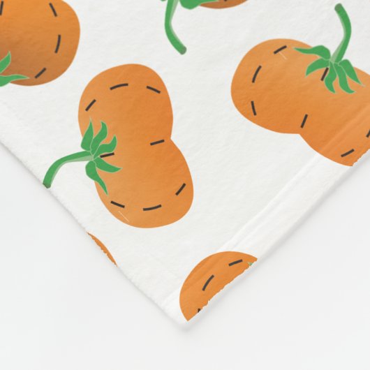 秋の秋カボチャ模様オレンジグリーン フリースブランケット (角)