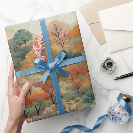 秋の秋カラフルツリーNo2 ラッピングペーパー (ギフト)