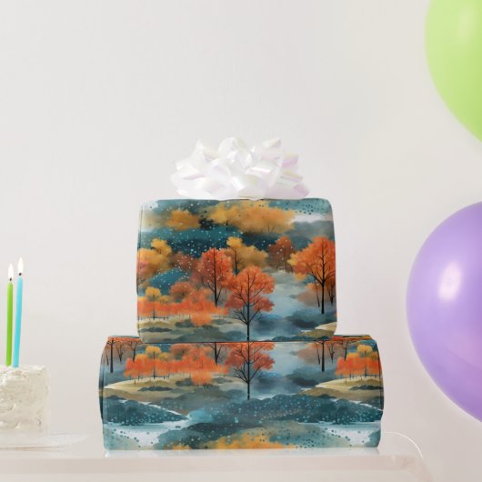 秋の秋カラフルツリーNo4 ラッピングペーパー (パーティーギフト)