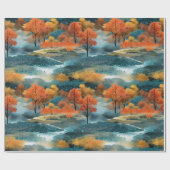 秋の秋カラフルツリーNo4 ラッピングペーパー (フラット)