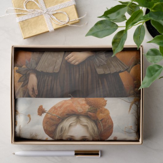 秋の秋ガールガールパンプキンサンクスギビングデコップページ 薄葉紙 (ギフト)