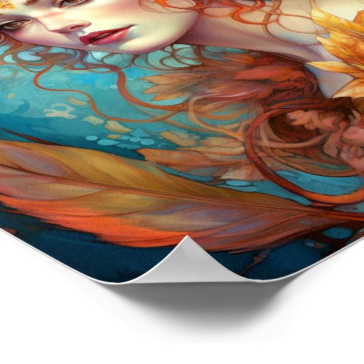 秋の秋クイーン女神ファンタジーアート ポスター (角)