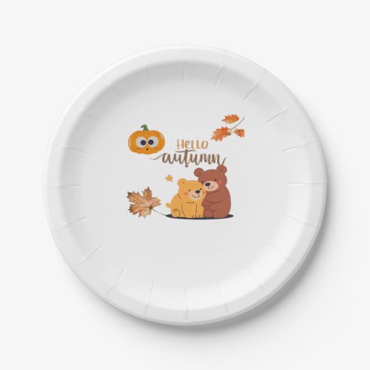 秋の秋シャツ、感謝祭シャツ、秋かぼちゃ ペーパープレート (正面)