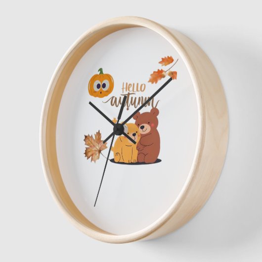 秋の秋シャツ、感謝祭シャツ、秋かぼちゃ 壁時計 (傾斜)