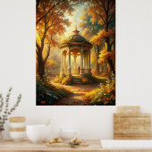 秋の秋シーンとガゼボ ポスター (キッチン)