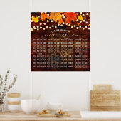 秋の秋ストリングライツ素朴ウッドズ結婚シート ポスター (キッチン)