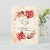 秋の秋スパイスフローラウォーターカラーブライダルシャワー 招待状 (スタンド正面)