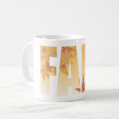 秋の秋タイポグラフィデザインと離れの コーヒーマグカップ (正面左)