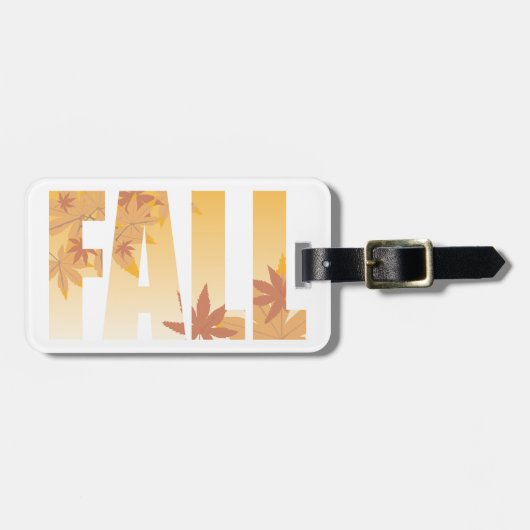 秋の秋タイポグラフィデザインと離れの ラゲッジタグ (正面横)