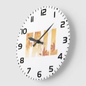 秋の秋タイポグラフィデザインと離れの ラージ壁時計 (傾斜)