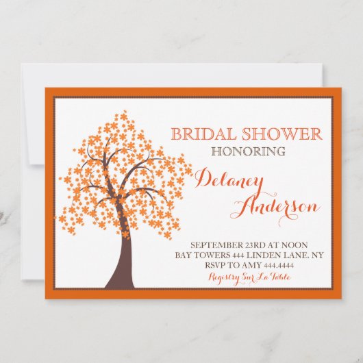 秋の秋ツリーブライダルシャワー招待状 招待状 (正面)