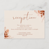 秋の秋テラコッタ素朴ウェディングレセプション エンクロージャーカード (正面)