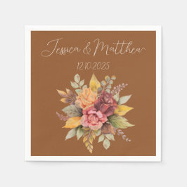 秋の秋テラコッタ素朴ウォーター結婚カラー スタンダードカクテルナプキン