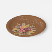 秋の秋テラコッタ素朴ウォーター結婚カラー ペーパープレート (アングル)