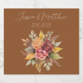 秋の秋テラコッタ素朴ウォーター結婚カラー リキュールボトルラベル (シングルラベル)