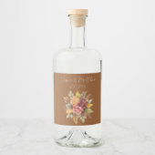 秋の秋テラコッタ素朴ウォーター結婚カラー リキュールボトルラベル (正面)