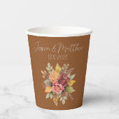 秋の秋テラコッタ素朴ウォーター結婚カラー 紙コップ (正面)