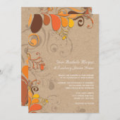 秋の秋デコフローラスワーズクラフト紙結婚ズ 招待状 (正面/裏面)