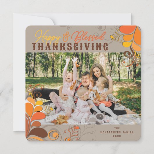 秋の秋デコ離れのズスワーズ感謝祭の写真 シーズンカード (正面)