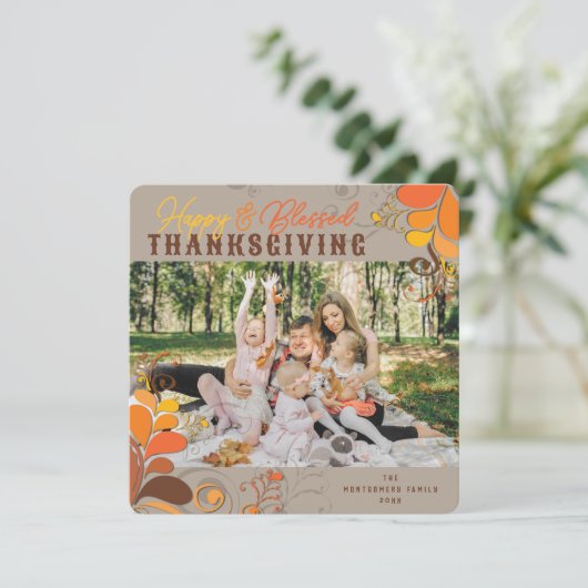 秋の秋デコ離れのズスワーズ感謝祭の写真 シーズンカード (スタンド正面)