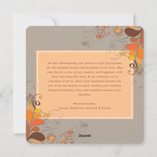 秋の秋デコ離れのズスワーズ感謝祭の写真 シーズンカード (裏面)