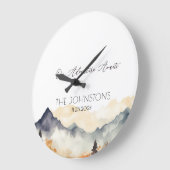 秋の秋ニュートラルウォーター色マウンテンカップル ラージ壁時計 (傾斜)