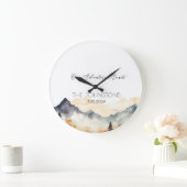 秋の秋ニュートラルウォーター色マウンテンカップル ラージ壁時計 (ホーム)