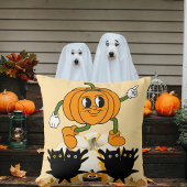 秋の秋ハロウィーンブラックキャットカボチャ装飾品 クッション