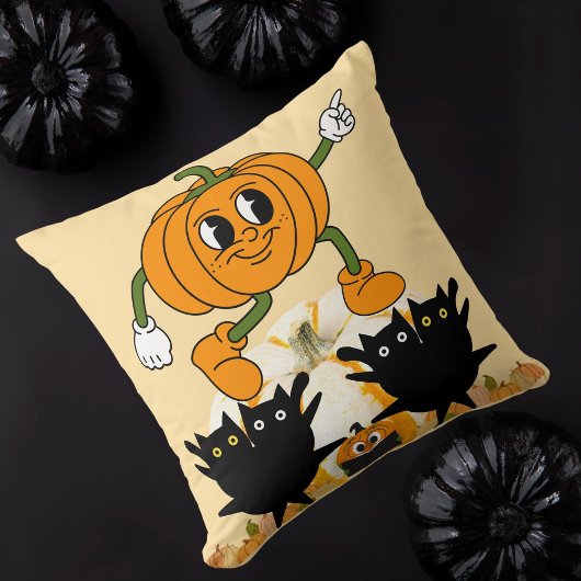 秋の秋ハロウィーンブラックキャットカボチャ装飾品 クッション