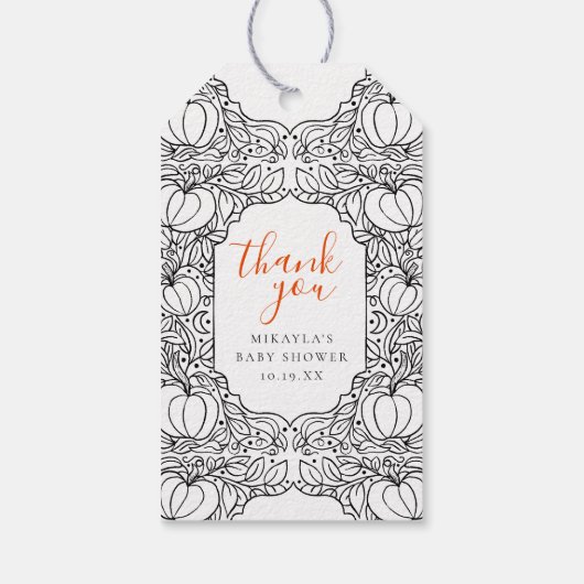 秋の秋ハロウィーン赤ちゃんシャワーありがとうお願い ギフトタグ (裏面)