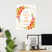 秋の秋ハーベストバースデーパーティーウェルカムサイン ポスター (ホームオフィス)