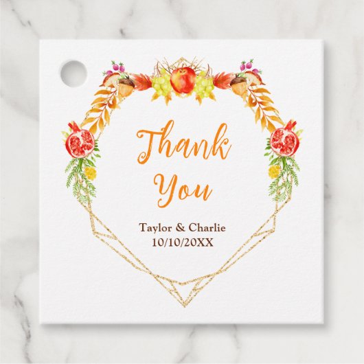 秋の秋ハーベスト結婚のサンキュー フェイバータグ (正面)