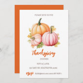 秋の秋パンプキンズサンクスギビングディナー 招待状 (正面/裏面)