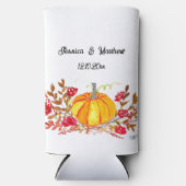 秋の秋パンプキ葉ンズウォーター結婚カラー スリム缶クーラー (正面)