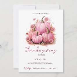 秋の秋ピンクパンプキンズサンクスギビングディナー 招待状