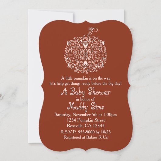 秋の秋フィリグリーカボチャエレガント招待状2 招待状 (正面)