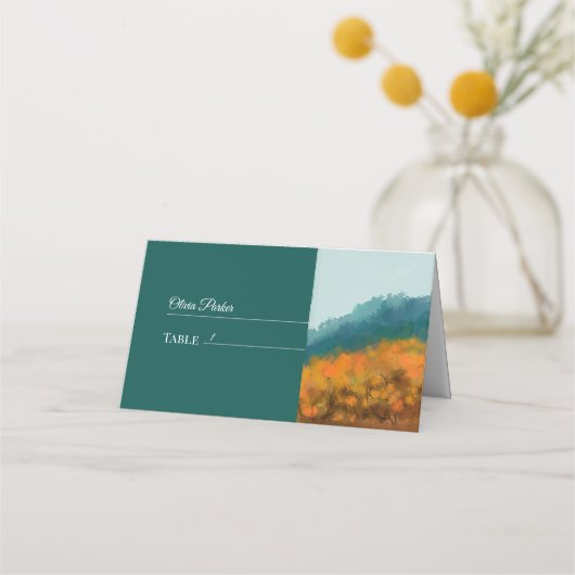 秋の秋フォレストツリーズブルーマウンテン プレイスカード (正面)