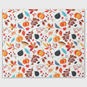 秋の秋フォージュパンプキンホリデーテーマ ラッピングペーパー (フラット)