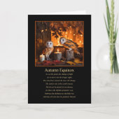 秋の秋フクロウとロウソクのある彼岸マボン カード (正面)