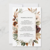 秋の秋フローラの葉にミュート結婚の詳細 招待状 (正面)