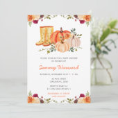 秋の秋フローラカボチャのブーツベビーシャワー 招待状 (スタンド正面)