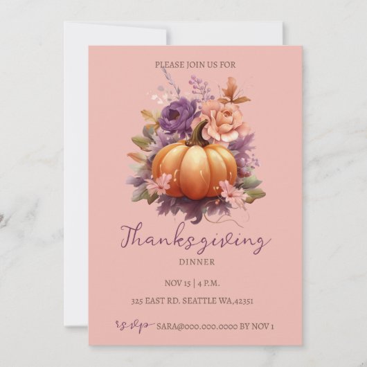 秋の秋フローラカボチャンスサンクスディナー 招待状 (正面)