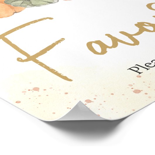 秋の秋フローラカボチャ赤ちゃんシャワーの好意 ポスター (角)