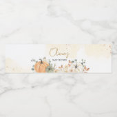 秋の秋フローラカボチャ赤ちゃんシャワー ペットボトルラベル (シングルラベル)