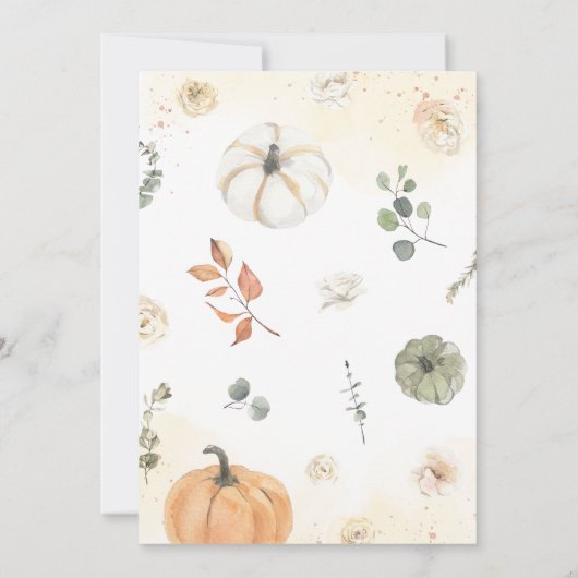 秋の秋フローラカボチャ赤ちゃんシャワー 招待状 (裏面)