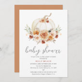 秋の秋フローラカボチャ赤ちゃんシャワー 招待状 (正面/裏面)