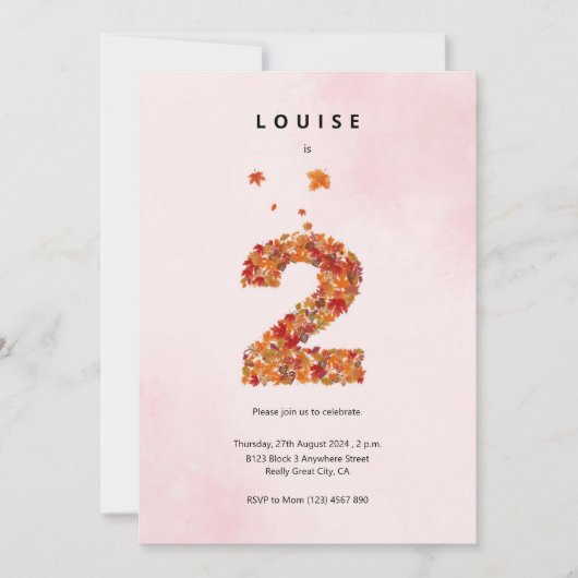 秋の秋フローラガーデン2nd誕生日の美学 招待状 (正面)