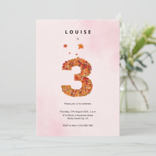 秋の秋フローラガーデン3rd誕生日の美学 招待状 (スタンド正面)