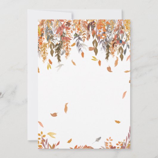 秋の秋フローラシックなブライダルシャワー招待 招待状 (裏面)
