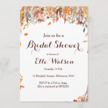 秋の秋フローラシックなブライダルシャワー招待